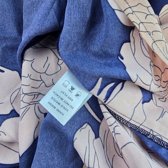 Baltic Born NWOT Halston One Shoulder Floral Maxi Dress Navy Pink Slit Medium - Picture 9 of 14